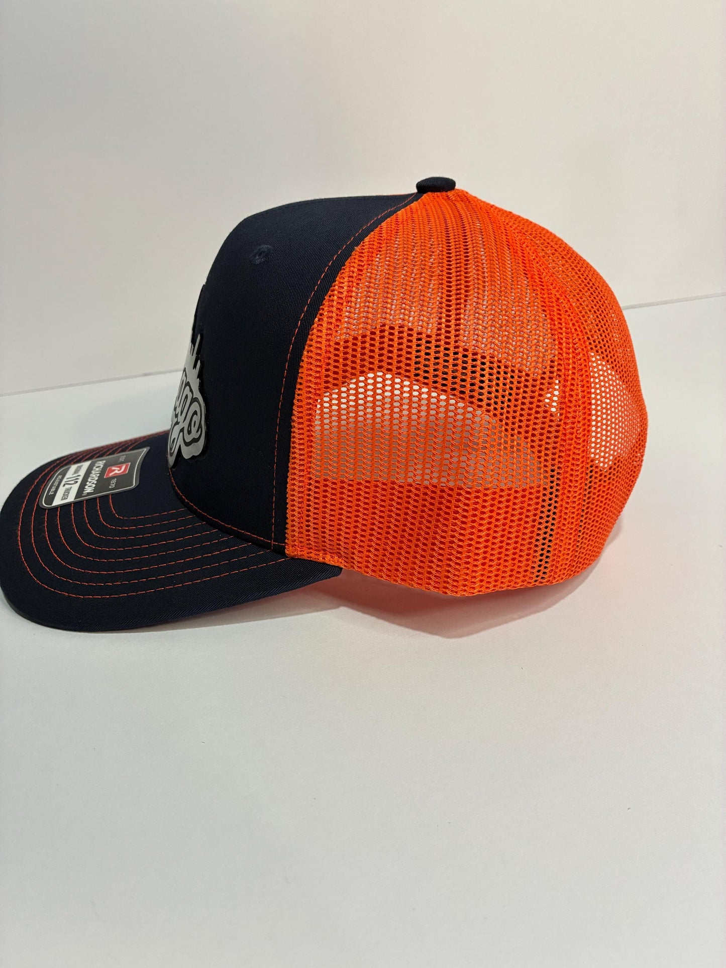 Illinois Skyline Hat, Orange & Blue Richardson 112 Cap, Chicago Inspired Acrylic Stainless Plate, Illinois State Shape City Pride Gift