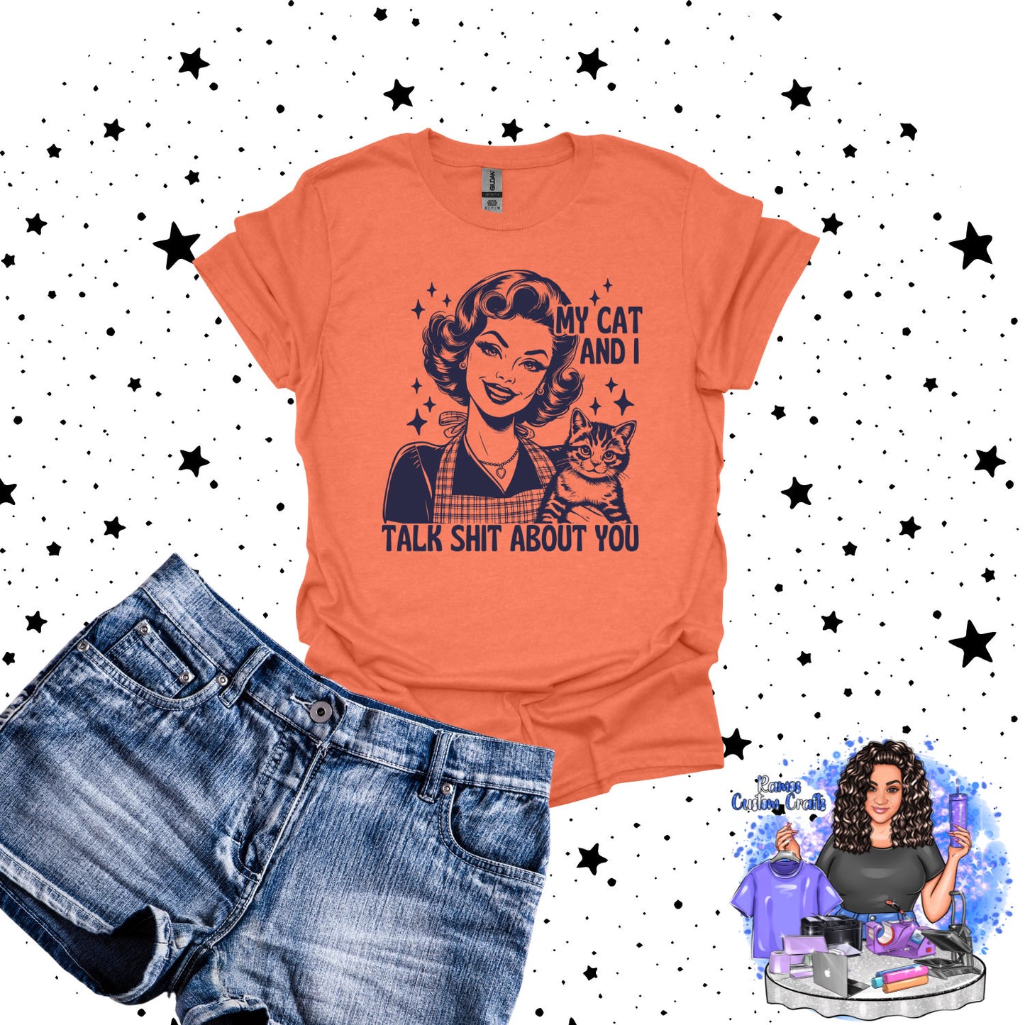My Cat And I Talk S*it About You, Hilarious Vintage Style Unisex Graphic Tee